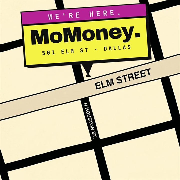 Map showing 钱币实验馆's location at Elm Street and N Houston Street in 城市中心, marked with a 钱币实验馆 pin.