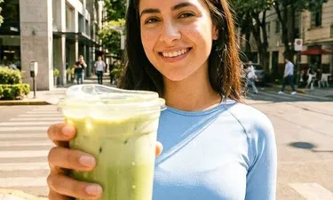 Influencer posing with a Matcha